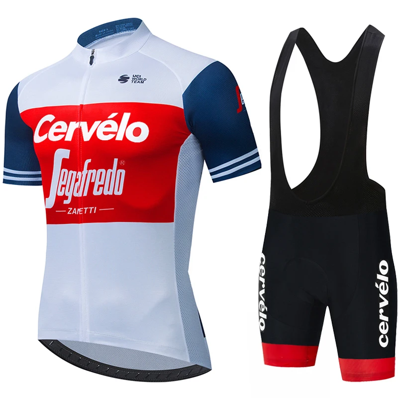 Фото Комплект велосипедной одежды Cervélo для мужчин: веломайка и шорты на лямках, летняя одежда, дышащий быстросохнущий профессиональный костюм для велоспорта №1
