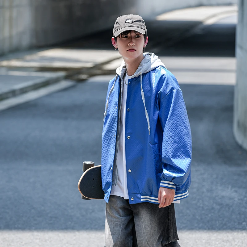 Кожаная куртка оверсайз с ромбовидной решеткой для подростков модные тренды в