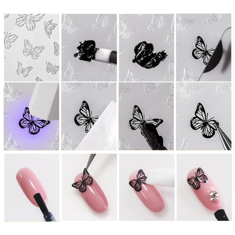 Силиконовая форма для дизайна ногтей 3D штамповка цветов трафареты смоляные