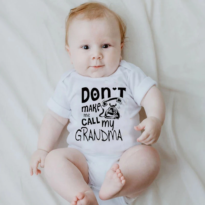 

Детский хлопковый комбинезон с коротким рукавом, с надписью «Don't Make Me Call My бабушка»