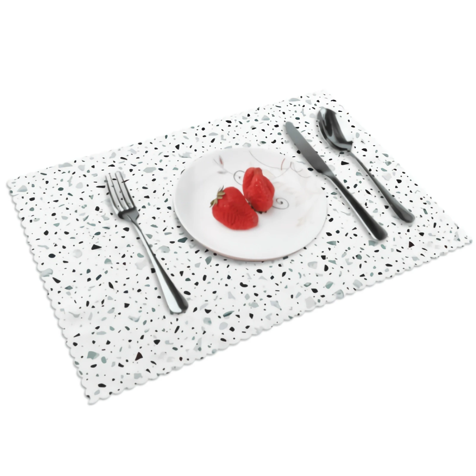 

White Marble Placemats for Dining Table Set of 4 Rectangular Heat Resistant Washable Place Mat