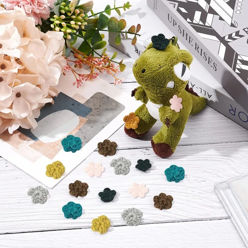 30 Шт. Вязаные Крючком Цветы Ручной Работы Украшения 6 Цветов Диаметр 15 Мм Для