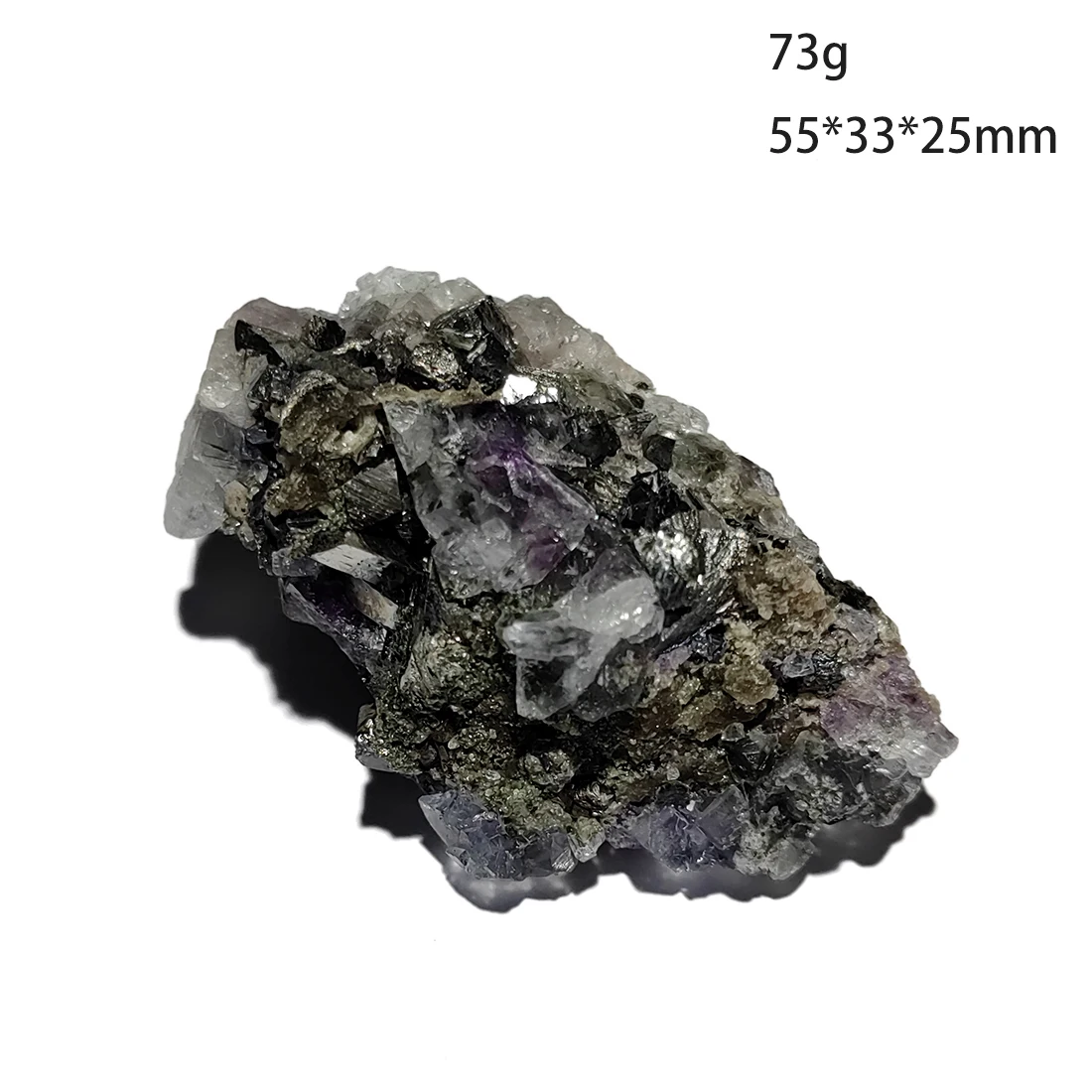 

C3-2D 100% Natural Purple Fluorite Arsenopyrite Mineral Crystal Specimen Collection From Yaogangxian Hunan Province China