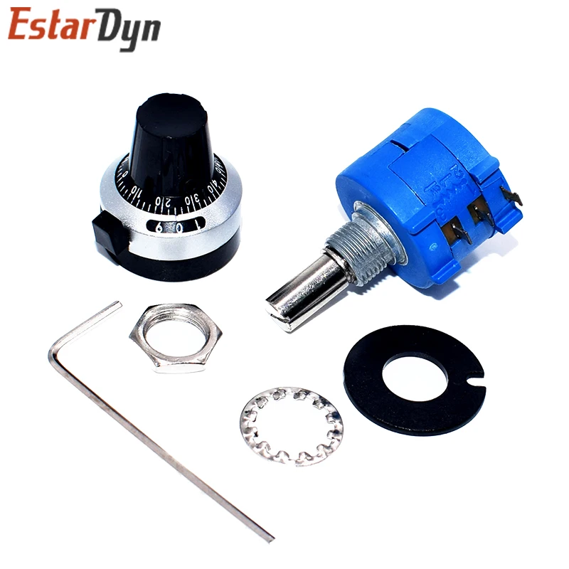 

3590S-2-103L 3590S 10K ohm Precision Multiturn Potentiometer 10 Ring Adjustable Resistor + Turns Counting Dial Rotary Knob