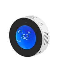 tuya wifi smart natural gas alarm sensor with temperature function flammable gas leak detector lcd display smart life app