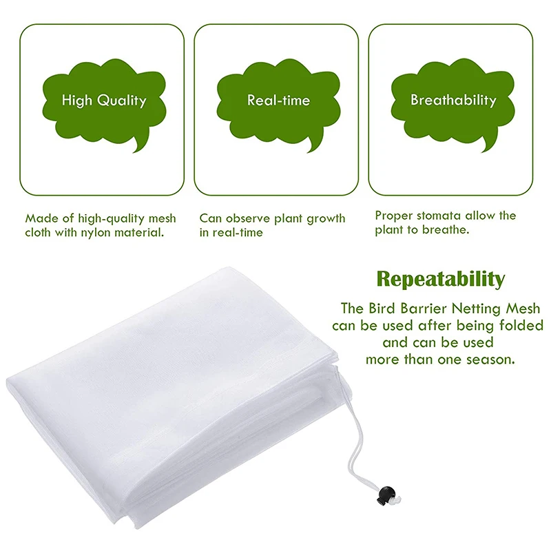 Сетка для защиты от птиц с рисунком и шнурком для растений, сумка для экрана садовых цветов на 4 штуки.