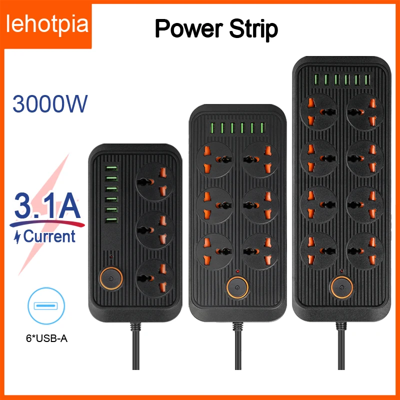 EU/UK/US Power Strip Plug Multitap Extension Cable Electrical Socket With USB Fast Charing Smart Home Multiprise Network Filter