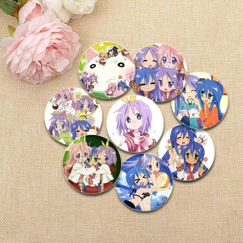 Фото Брошь в стиле аниме Lucky Star Izumi Konata Hiiragi Kagami Takara Miyuki Hiiragi Tsukasa, милый мультяшный значок, куртка, джинсы, булавка с лацканами, подарок №1