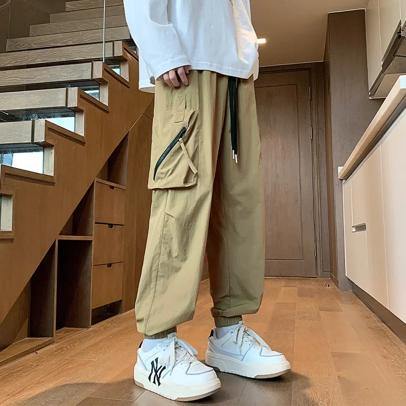 Весенне-осенние мужские модные повседневные брюки свободного кроя винтажные