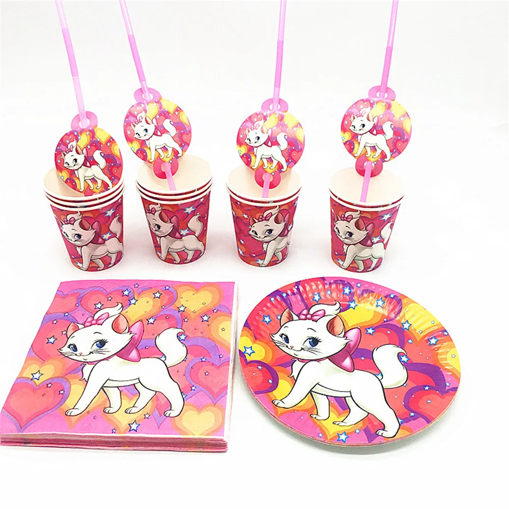 

Marie Cat of Disposable Decorations Sets of Napkins Plates For Birthday Baby Shower School Farewell Dinning Wedding Home Events