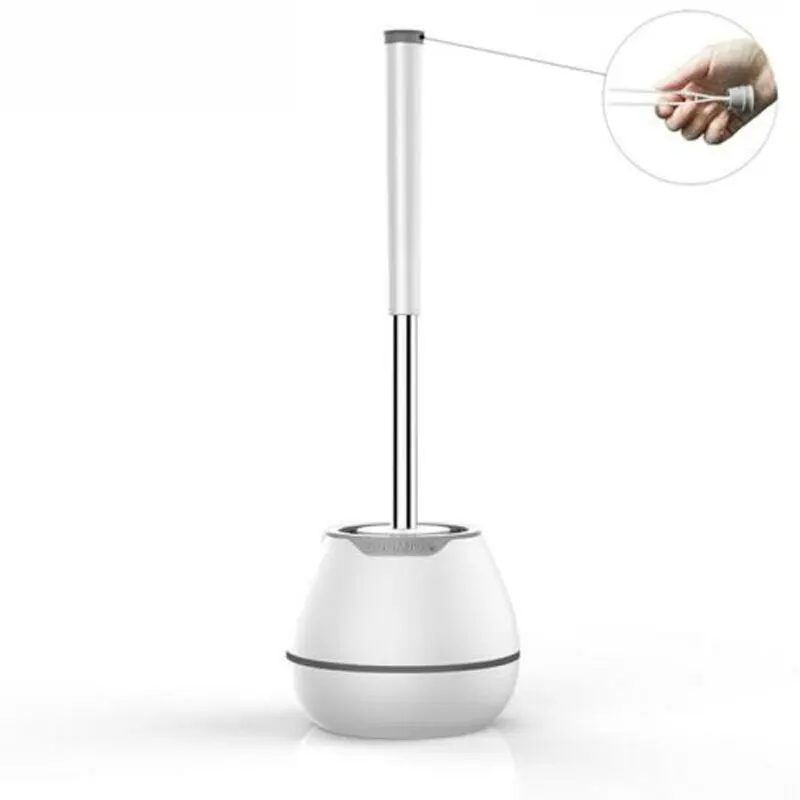 

Toilet Brush and Holder Bathroom Cleaning TPR Rubber Built-in Tweezer