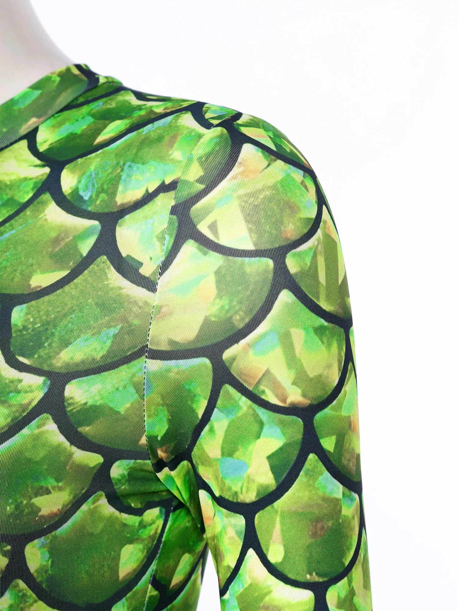 Женский костюм русалки комбинезон с длинными рукавами купальник блестящая рыбья