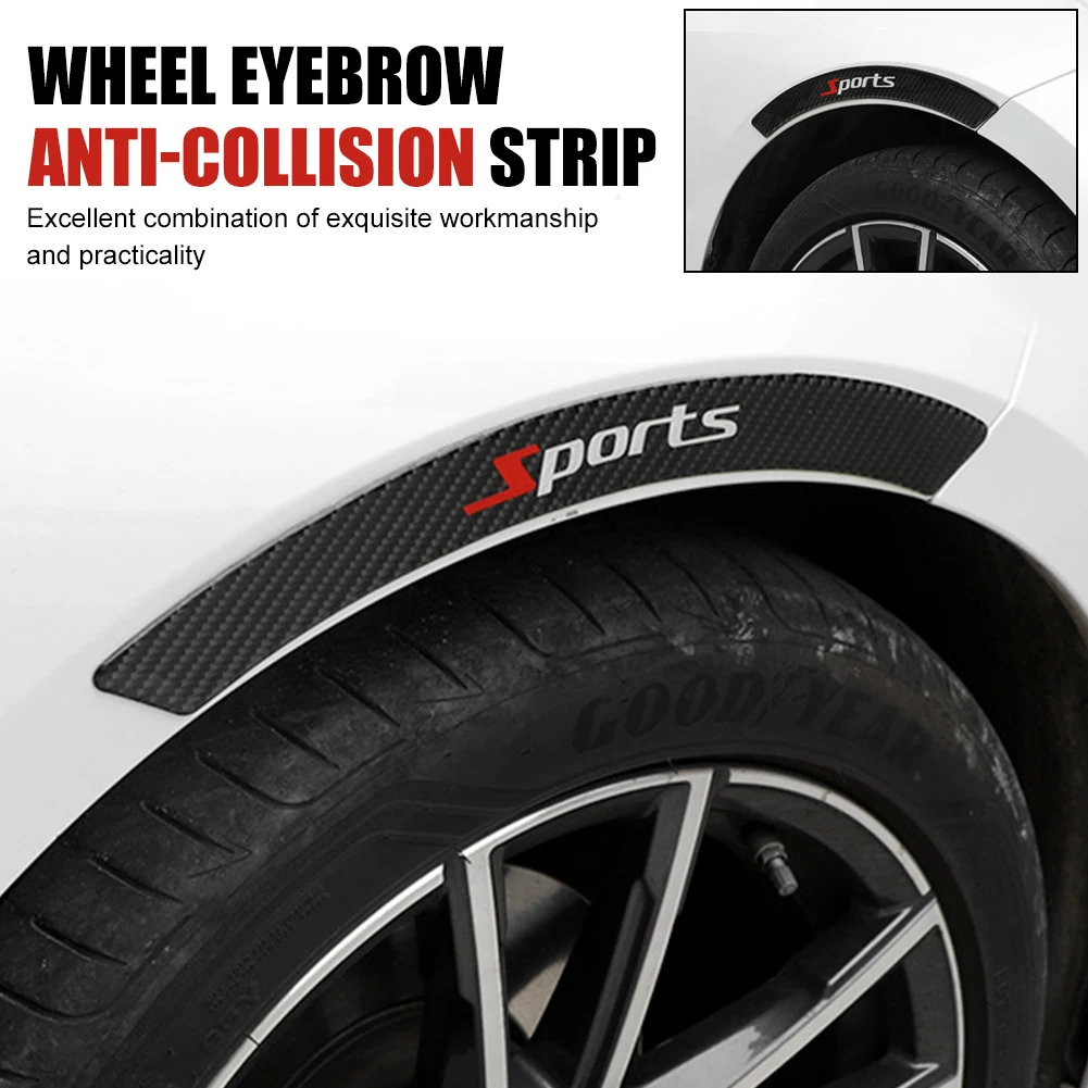 

4PC Fashion Car Wheel Rim Eyebrow Protector Wheel Arch Mouldings Rubber Stickers Decorative Strip Bumper Protector Guard Scratch