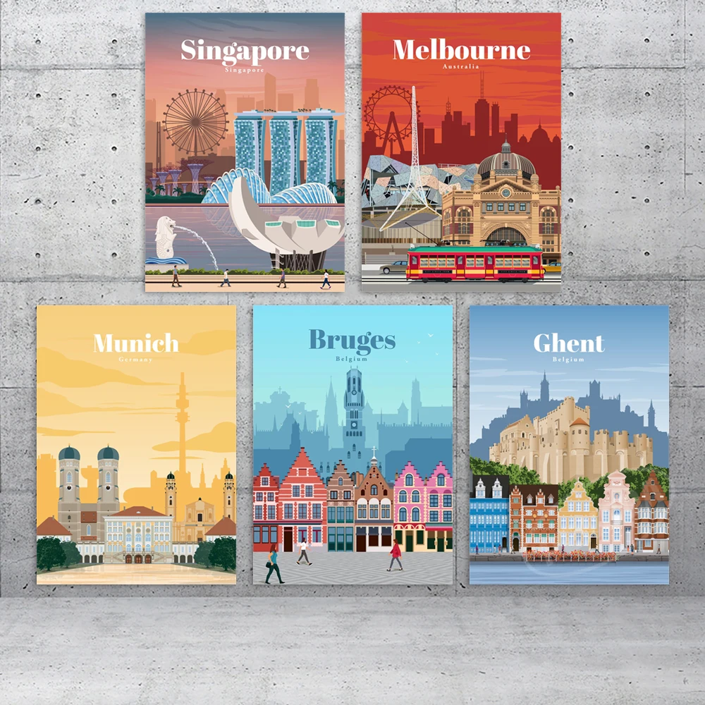 Картины на холсте городской пейзаж настенное искусство HD Австралия Мельбурн модульная печать Бельгия гигантский постер домашний декор картины для спальни