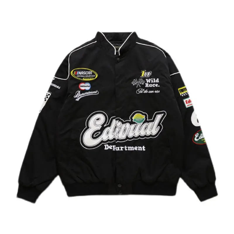 

Hip Hop Letter Jacket Embroidery Motorcycle Jacket Men Vintage Punk Baseball Jackets Varsity Streetwear Unisex Trend Male Coats