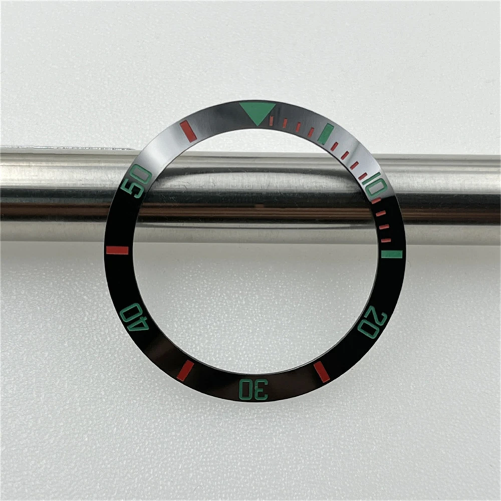 Mechanical Watch Ceramic Bezel Diving Watch Chronograph Ring Mouth No Luminous Watch Bezels 38mm 30.5mm Red Green Scale Circle