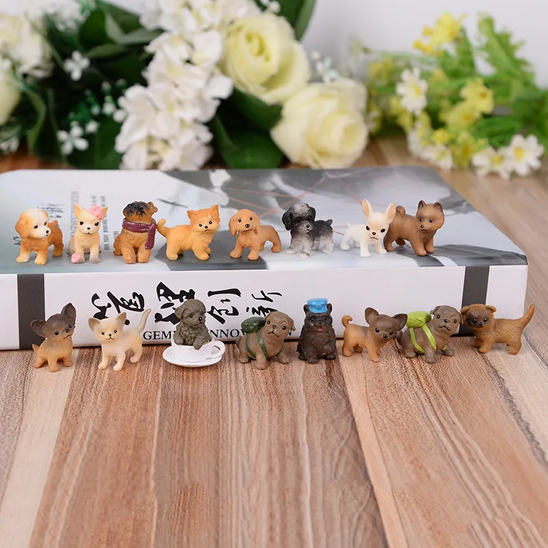 

16/pcs resin dog accessories family miniature landscape decoration mini dog crafts miniature figurines home decoration puppy toy