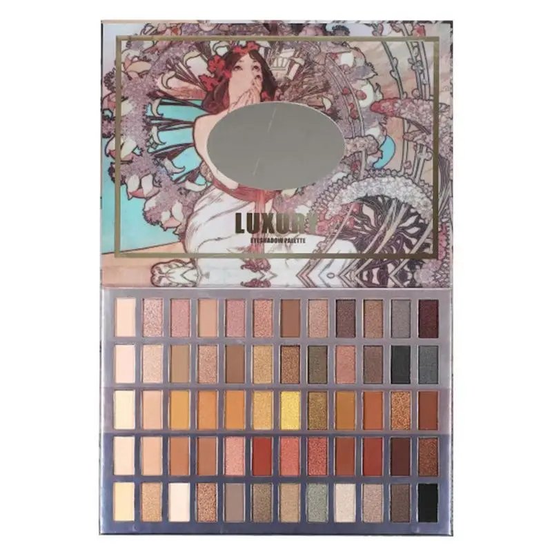 

Палитра теней для век, 60 цветов, высокопигментированная компактная палитра, матовые перламутровые высокопигментированные кремовые тексту...