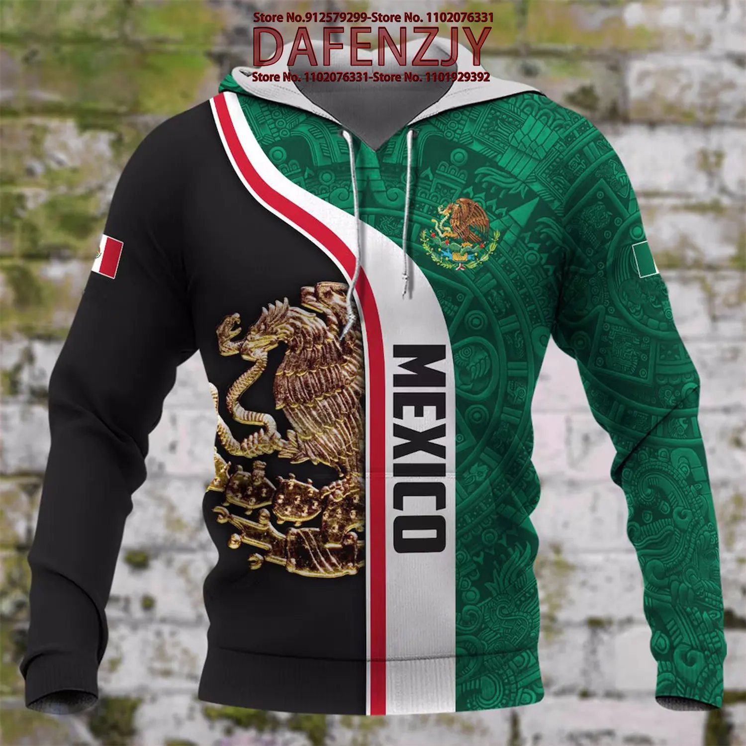 Mexico Flag 3d Printed Hoodies Unisex Cool Pullover Animal Eagle Graphic Sweatshirt Mens Street Wear