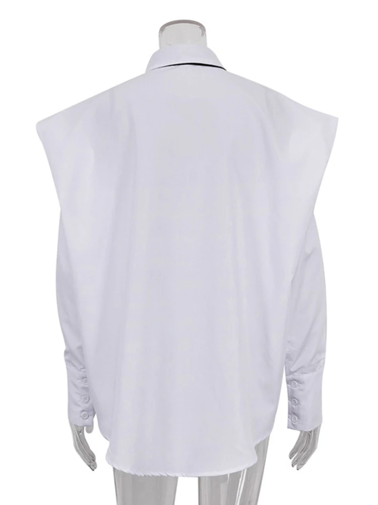 Aynaray 2023 осенне-зимняя женская однотонная белая уличная свободная рубашка с