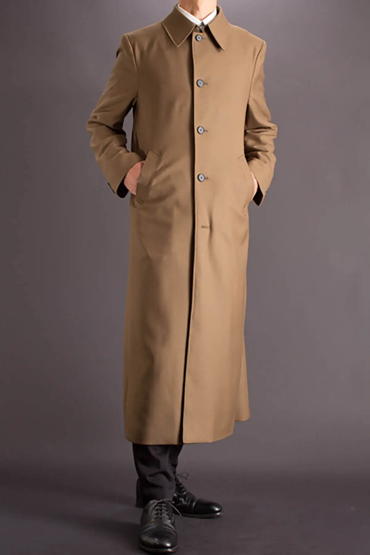 Мужское шерстяное пальто с накидкой Холмса однобортное осеннее длинное в стиле