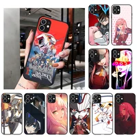 darling in the franxx soft black phone case for iphone 13 12 pro xs max x xr 7 8 6 6s plus 12 13 mini 11 pro max se 2020 cover