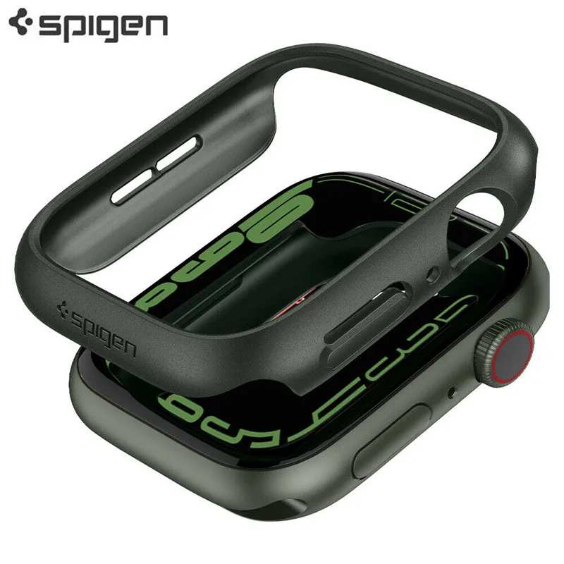 

Чехол для Apple Watch Series 7 6 5 4 SE, модный брендовый корейский чехол Spigen [тонкая посадка] 40 мм-45 мм, поликарбонатный противоударный Тонкий чехол, рос...