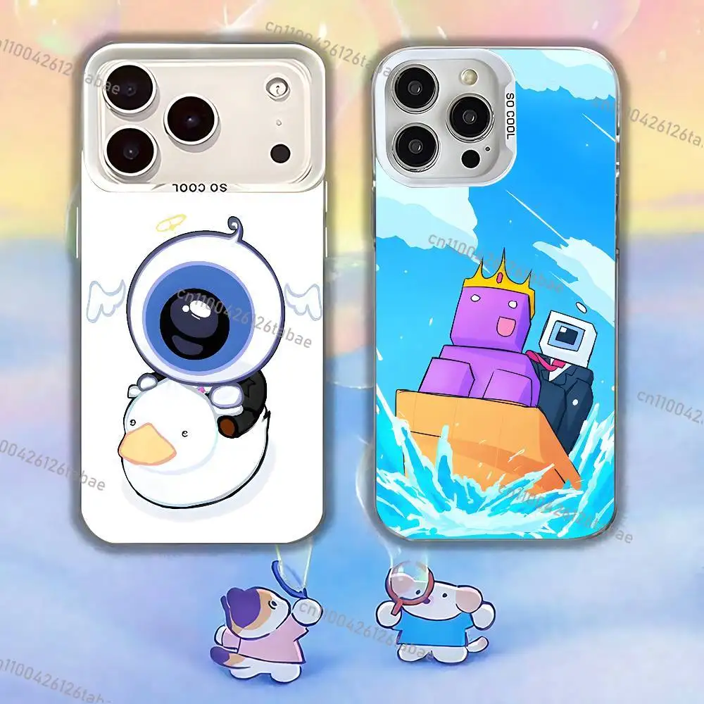 Фото Матовый противоударный чехол Cartoon Wemmbu Eggchan Tax Duo для iPhone 17, 16, 15, 14, 13, 12, 11, Mini, Pro, E, MAX, белый, матовый, цвета конфет. №1