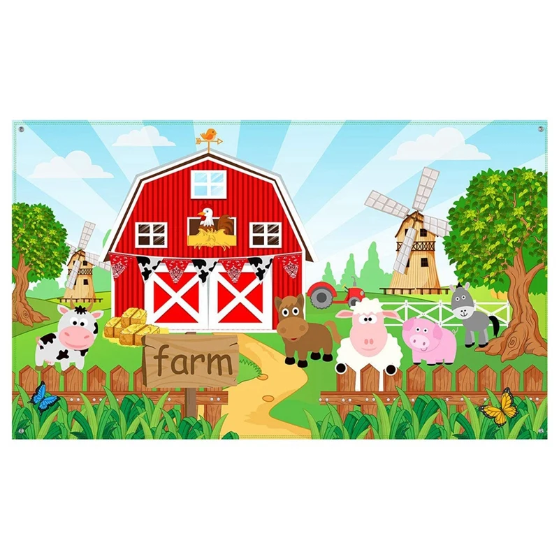 

Farm Animals Theme Party Decorations, Farm Animals Barn Door Backdrop Banner For Children Baby Shower Birthday Party
