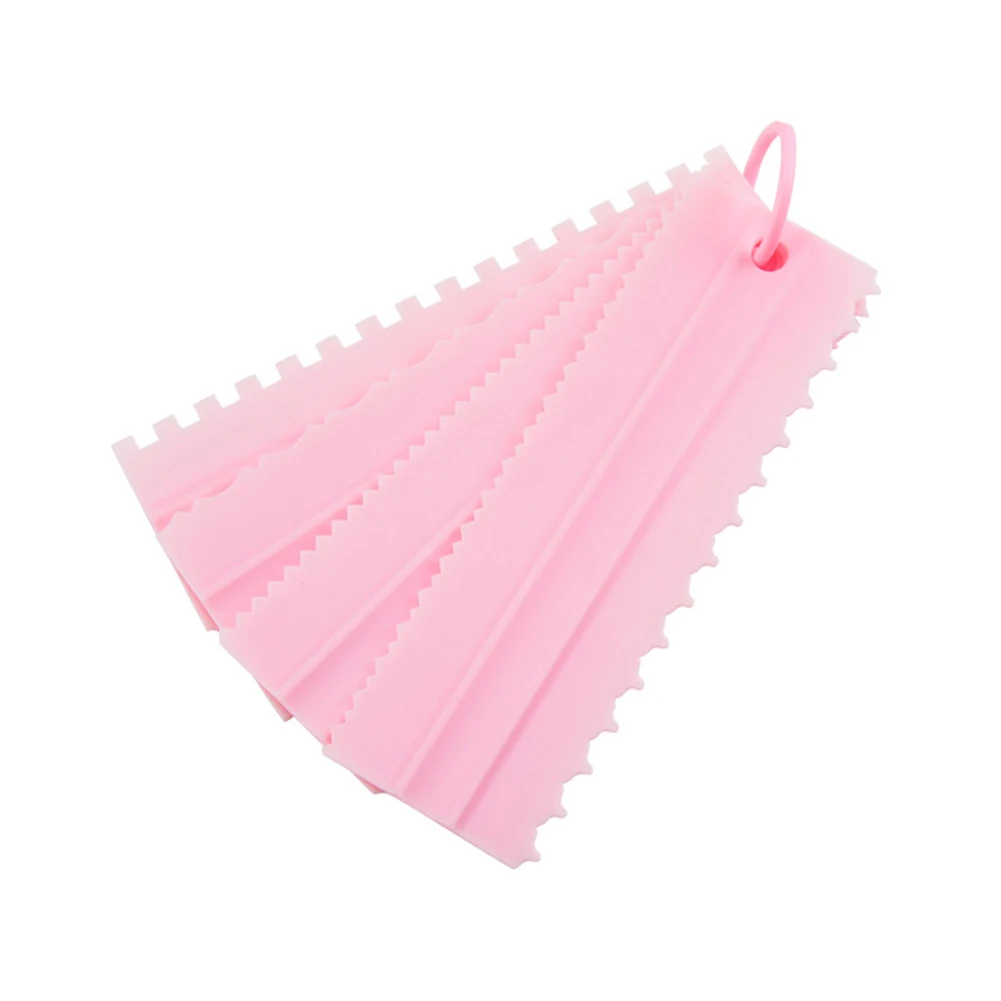 

New 4 Piece Cake Scraper Smoother Dual-Sided Plastic Cake Comb Buttercream Icing Smoother for DIY Cake Decoration Baking Tools