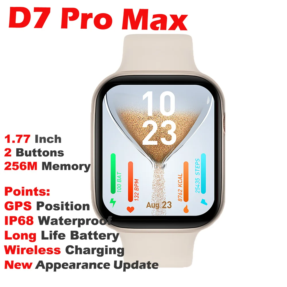 

New IWO D7 Pro Max Smartwatch Series 7 GPS Bluetooth Call IP68 Waterproof Long Life Battery FitnessTracker 1.77inch Smart Watch