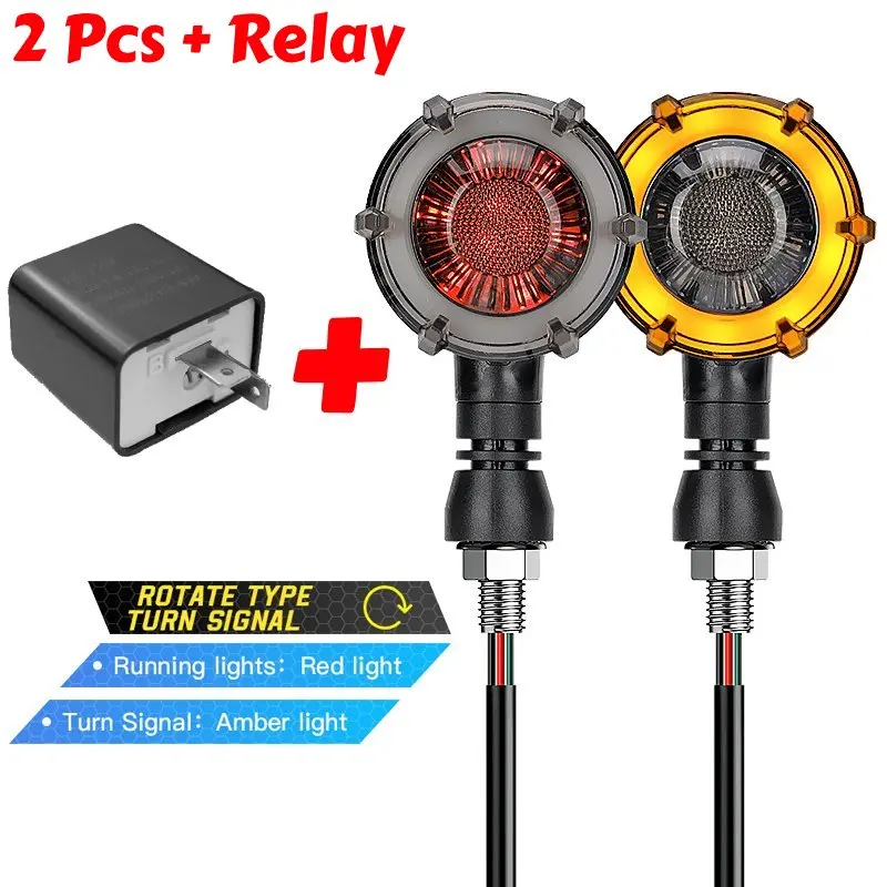 

Светодиодные фонари указателя поворота мотоцикла, последовательная струящаяся вспышка, индикаторная лампа 12 В, 10 мм, ретро, двухцветный поворотный светодиодный указатель поворота