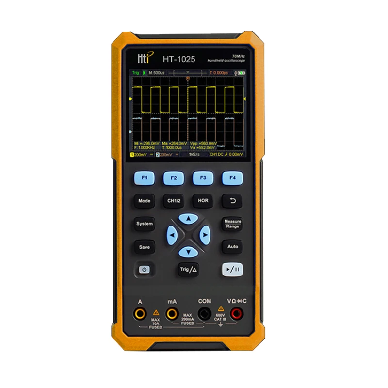 

Handheld Oscilloscope Hot Sale Bandwidth 70MHZ 250MSps Sampling Rate IPS Display Digital Handheld Storage Oscilloscope HT-780C