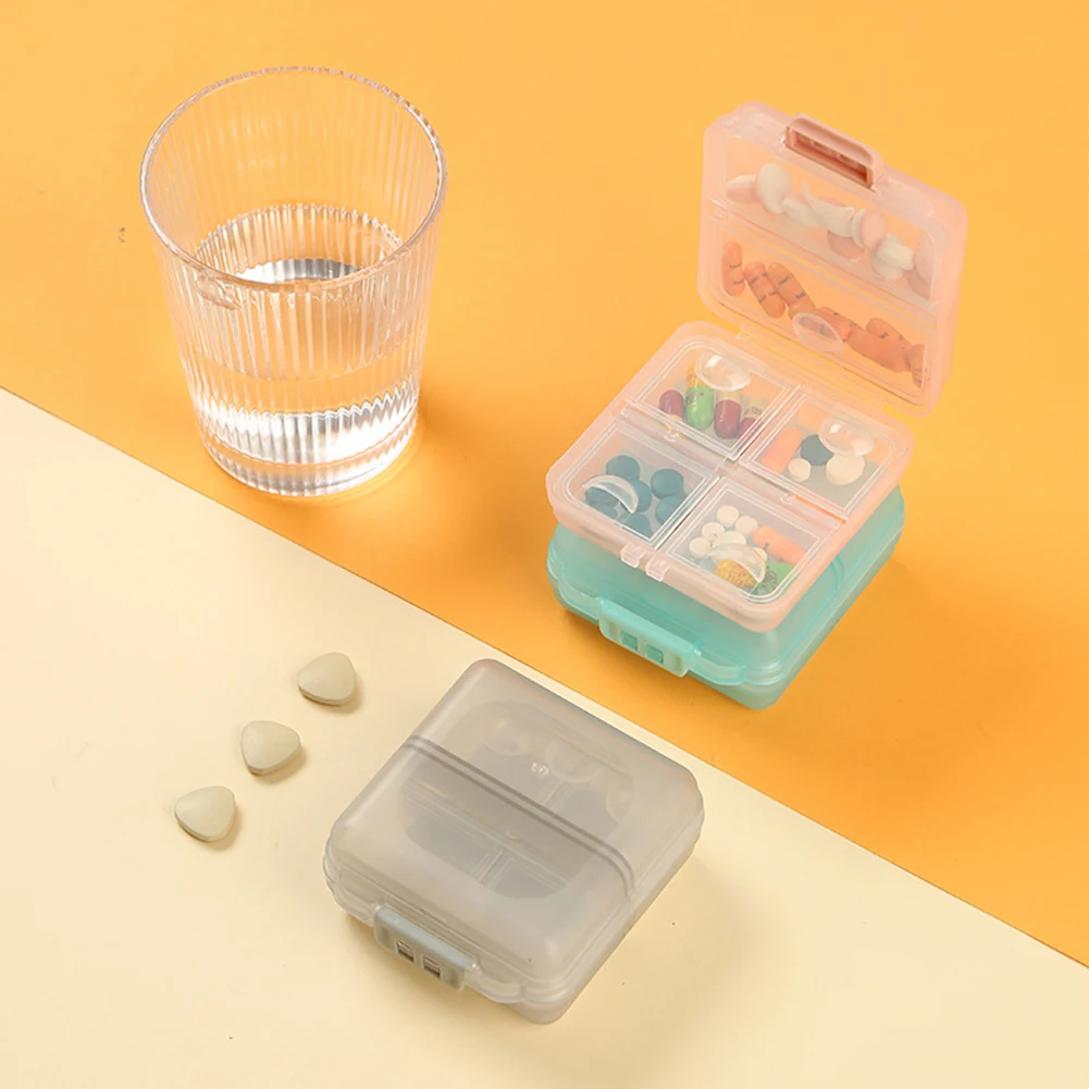 

1 Pcs New Portable 4 Slots Pill Medicine Box Holder Storage Organizer Container Case Pill Box Splitters Travel Pill Box