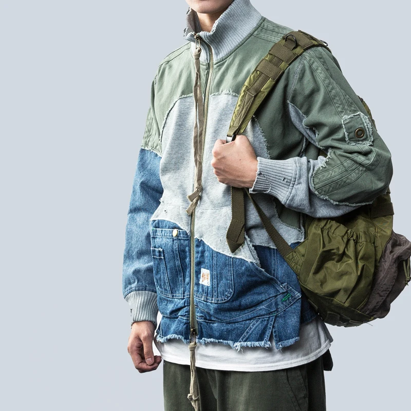 

Винтажная ветровка составного кроя с эффектом потертости, Y2k