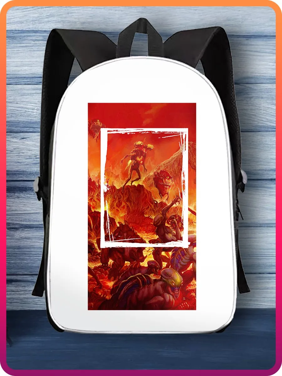 Рюкзак унисекс детский с принтом Игры DOOM (Демоны Шутер Приключения Ад PS Xbox PC Switch) -