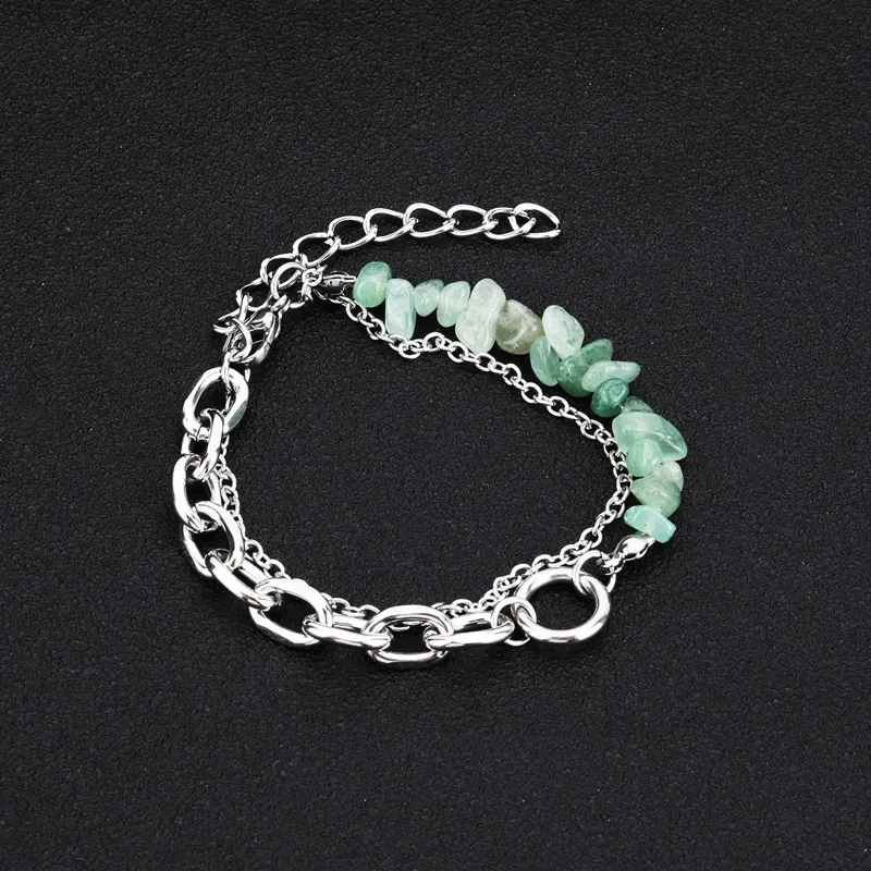 

Korean Wave New Stainless Steel Gravel Bracelet INS Double Stitching Hip Hop Fashion Personality Jewelry Accessories Couple Gift