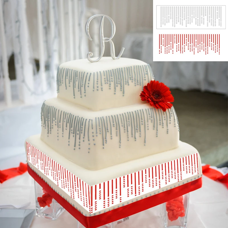 

Dotted Line Shape Pattern Cake Stencil Cake Decorating Plastic Lace Stencils Template DIY Drawing Mold Bakeware Pastry Tools