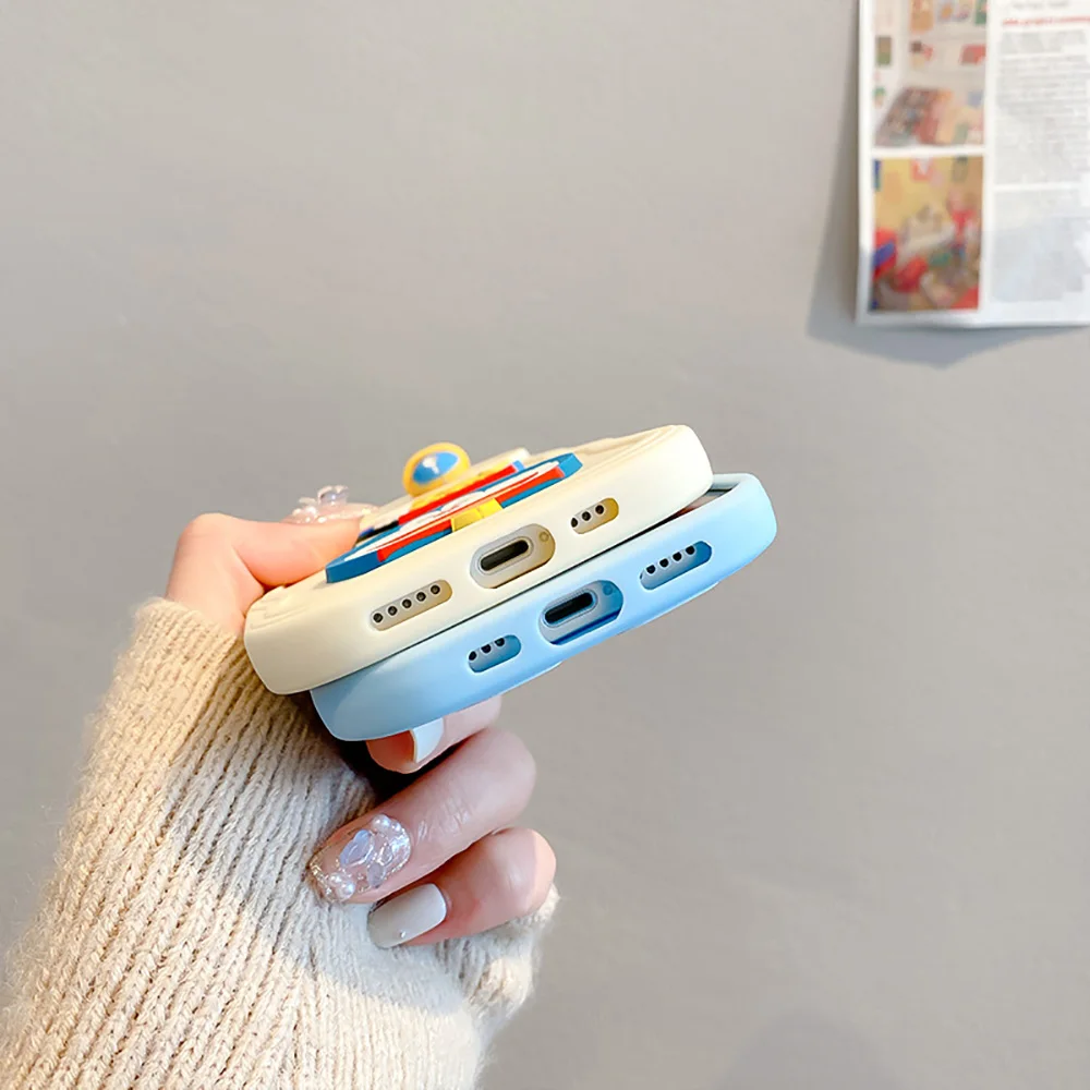 Cute Cartoon Doraemon Push The Window Phone Case for IPhone 14 13 12 11 Pro Max Plus Anti-shatter Silicone Back Cover