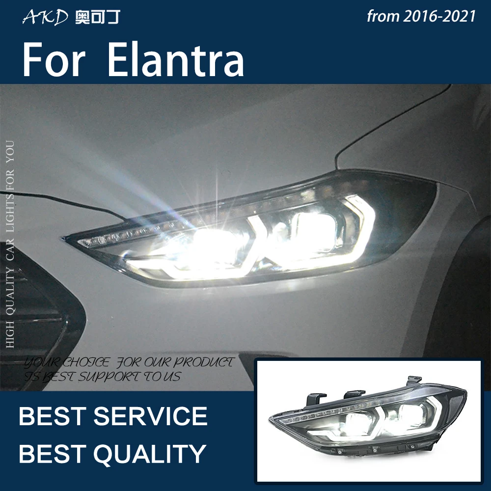 

Автомобильные фары для Elantra 2016-2021 Светодиодные Автомобильные фары сборка ангельские глазки дизайн биконусные Линзы Аксессуары Улучшенный ...