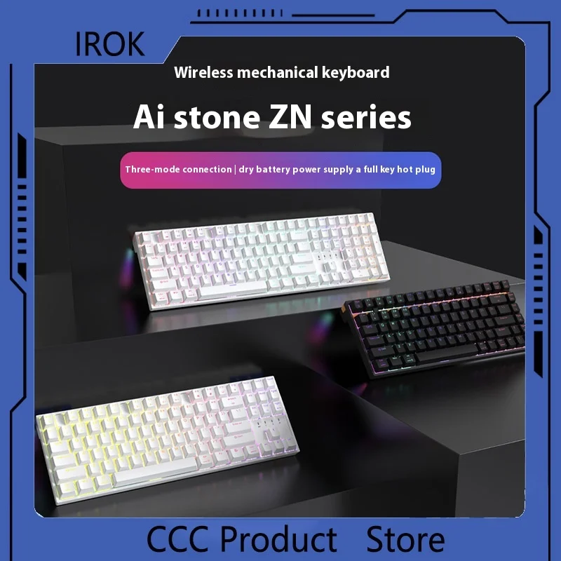 IROK Zn84 87 104 клавиши 3-режимная серия Беспроводная механическая клавиатура Rgb Kaihua Axis
