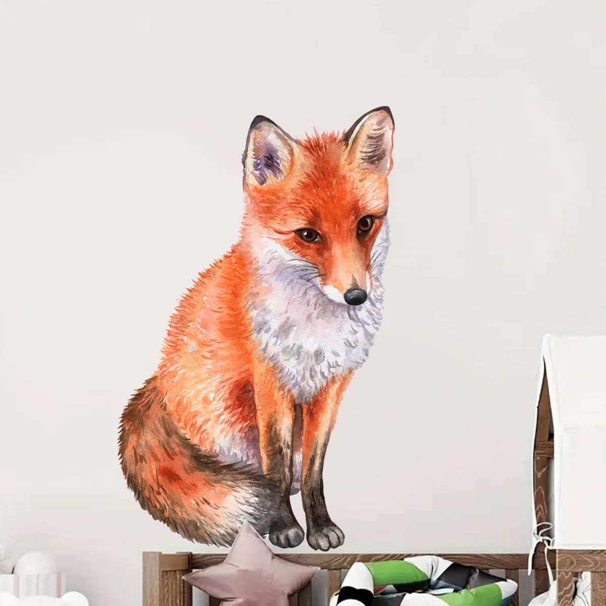 1 шт. акварельные милые наклейки на стену с рисунком лисы для детской комнаты