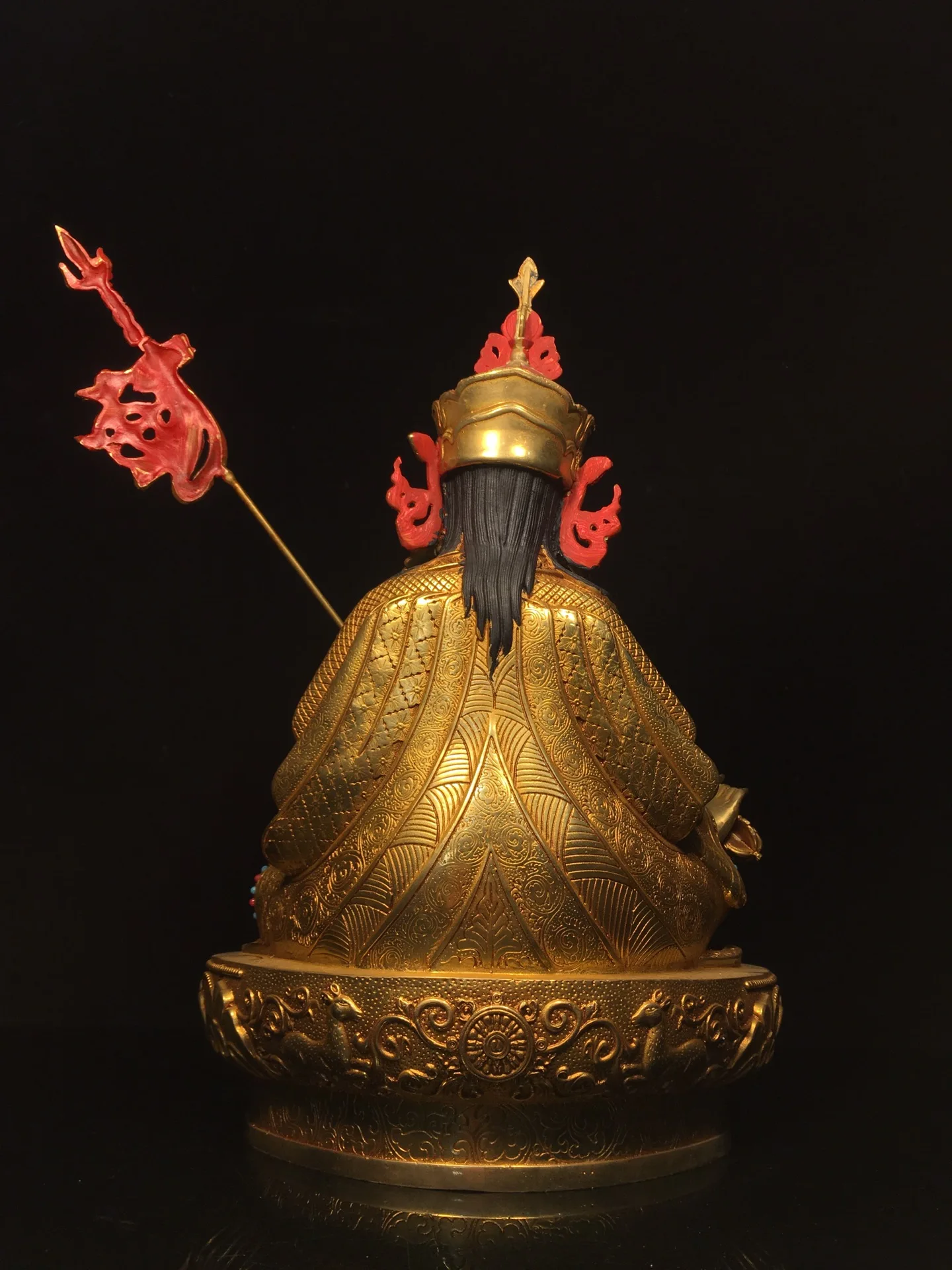 13-дюймовая коллекция тибетского храма старая бронза позолоченная окрашенная для
