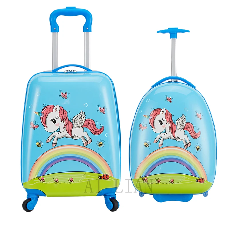 New kids rolling luggage travel suitcase spinner wheels trolley luggage bag children's cabin carry on suitcase cartton animal