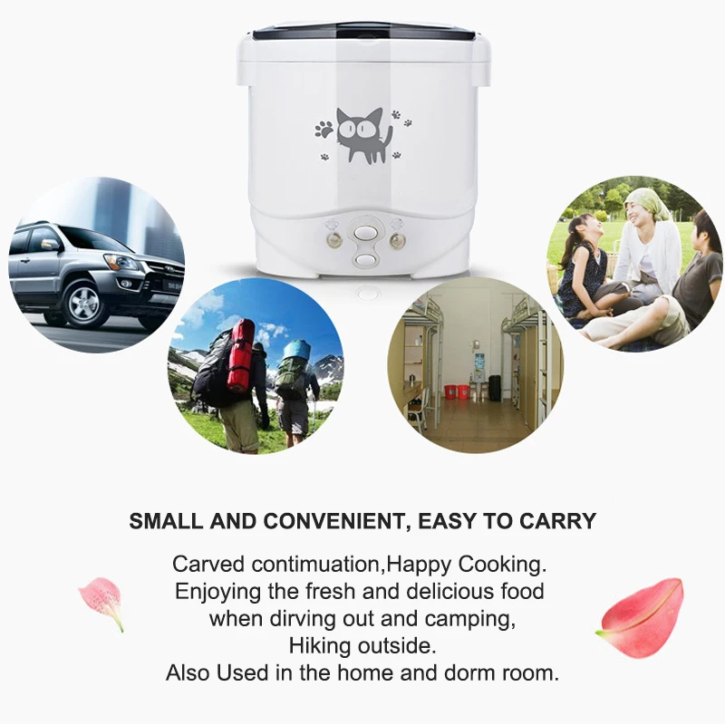 1L Car Mini Rice Cooker Multi-function Electric Water Food Heater Machine Lunch Box Warmer 2 Persons for Home SUV Truck | Автомобили и