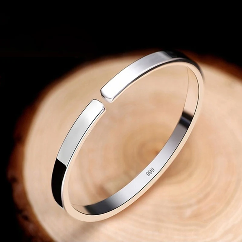 

Новые мужские и женские браслеты ручной работы Пара простых глянцевых открытых серебряных браслетов серебряные мужские аксессуары