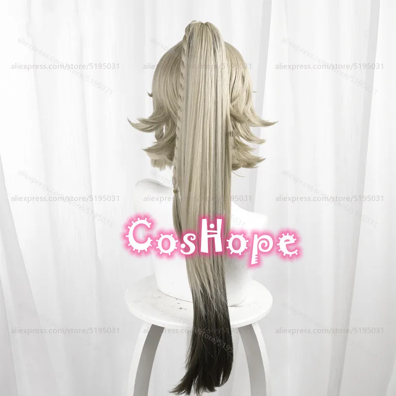 Качина парик для косплея с хвостиком 70 см длинные волосы серо-золотой косплей