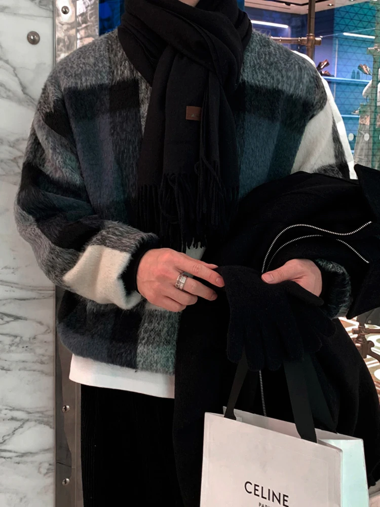 SYUHGFA зимние мужские свитера повседневные вязаные топы из мохера с круглым