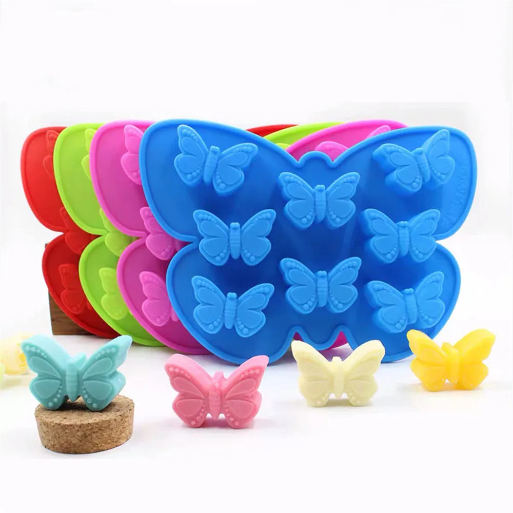 8 Butterfly Cake Mold Silicone Chocolate Candy Baking Molds Butterfly Shape Ice Cube Tray for Baking Cake Soap Bread Muffin Mold skeleton skull head silicone chocolate muffin cupcake candy ice cube mold halloween