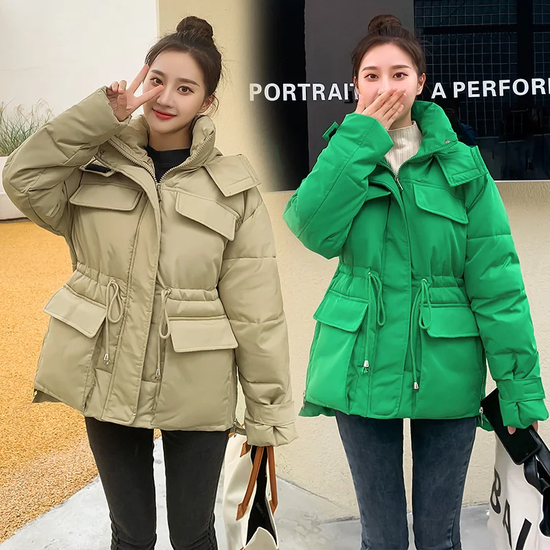 New Winter Women Jacket Short Thicken Outwear Hooded Wadded Coat Drawstring Parkas Cotton-padded Puffer Jacket Clothes